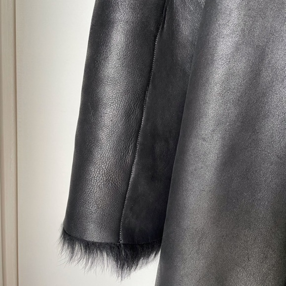 Post Card womens black long shearling lamb‎ coat Size 10 - Picture 5 of 12